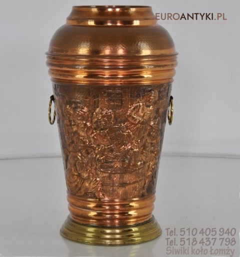 XL STARY POTEZNY DZBAN DZBANEK Z MIEDZI PARASOLNIK