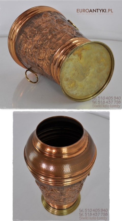 XL STARY POTEZNY DZBAN DZBANEK Z MIEDZI PARASOLNIK