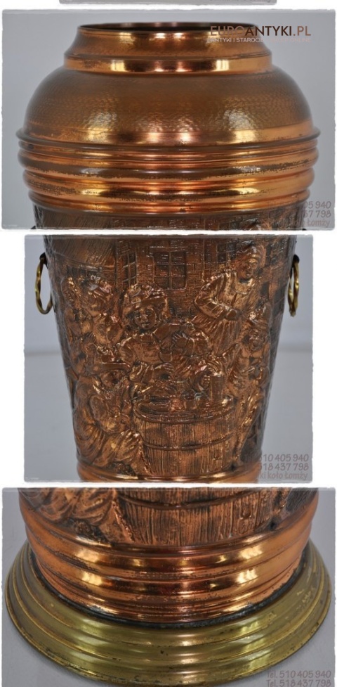 XL STARY POTEZNY DZBAN DZBANEK Z MIEDZI PARASOLNIK