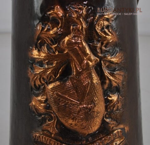 ANTYK DUZY STARY POJEMNIK NACZYNIE Z HERBEM