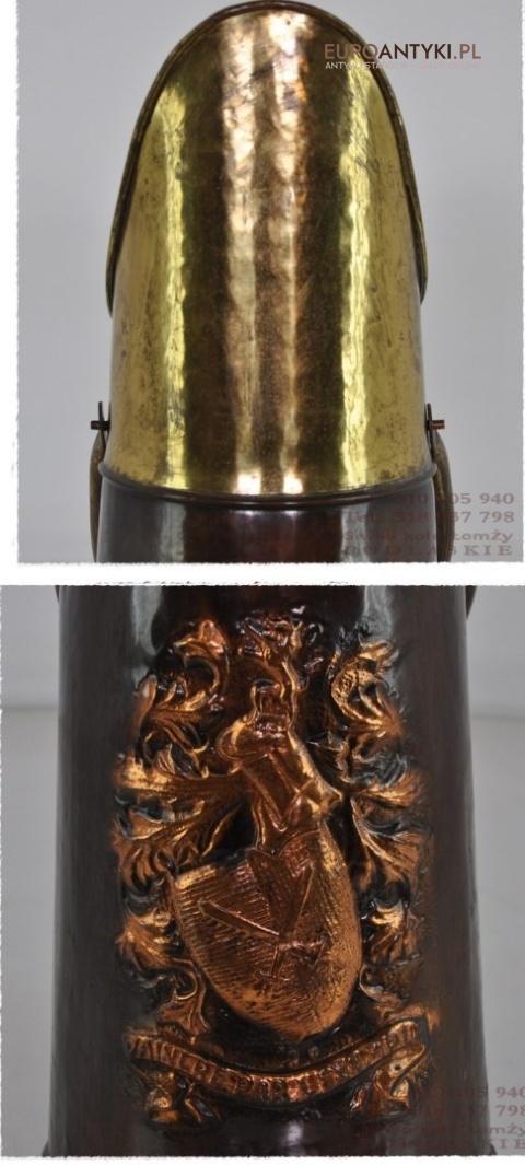 ANTYK DUZY STARY POJEMNIK NACZYNIE Z HERBEM