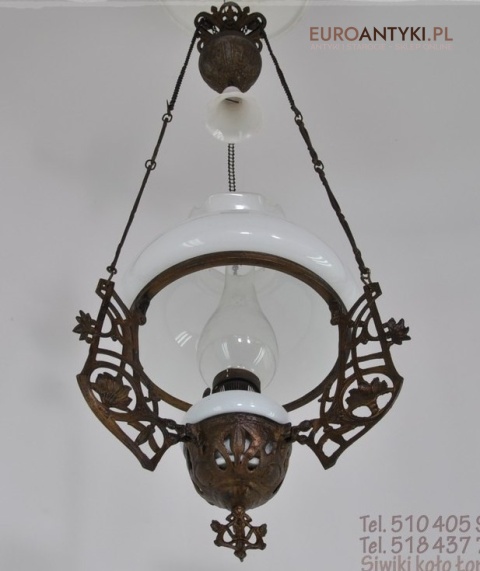 ANTYK STARA LAMPA NAFTOWA Z LAT 1850-1900 SECESJA