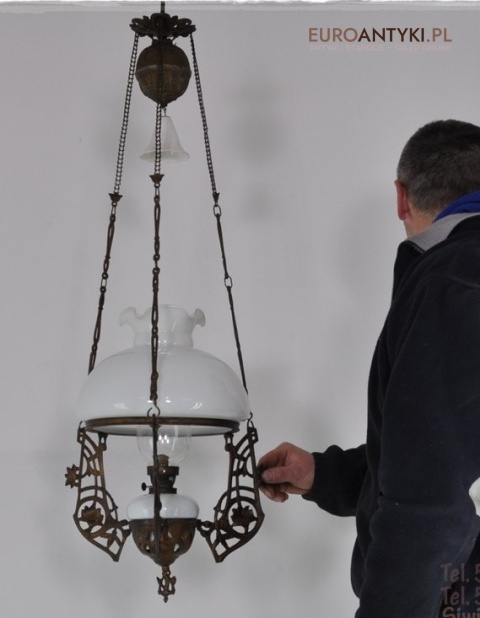 ANTYK STARA LAMPA NAFTOWA Z LAT 1850-1900 SECESJA