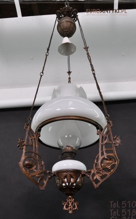ANTYK STARA LAMPA NAFTOWA Z LAT 1850-1900 SECESJA