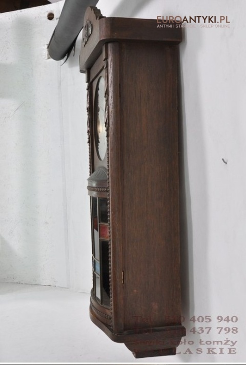 SPRAWNY STARY ZABYTKOWY ZEGAR WISZACY Z WITRAZEM