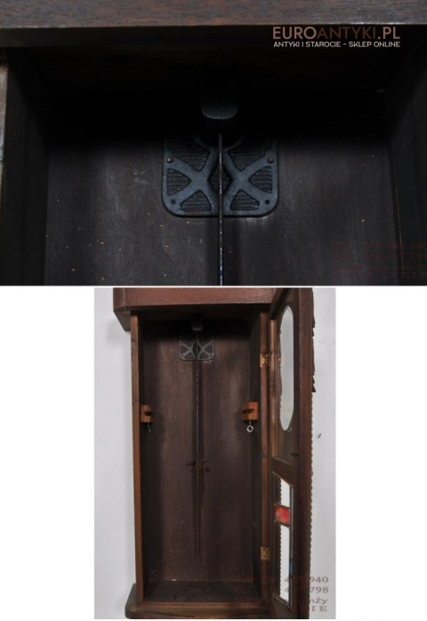 SPRAWNY STARY ZABYTKOWY ZEGAR WISZACY Z WITRAZEM