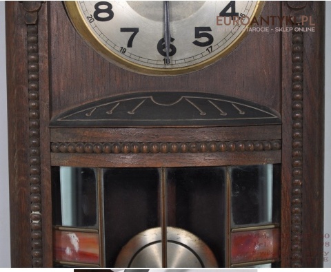 SPRAWNY STARY ZABYTKOWY ZEGAR WISZACY Z WITRAZEM