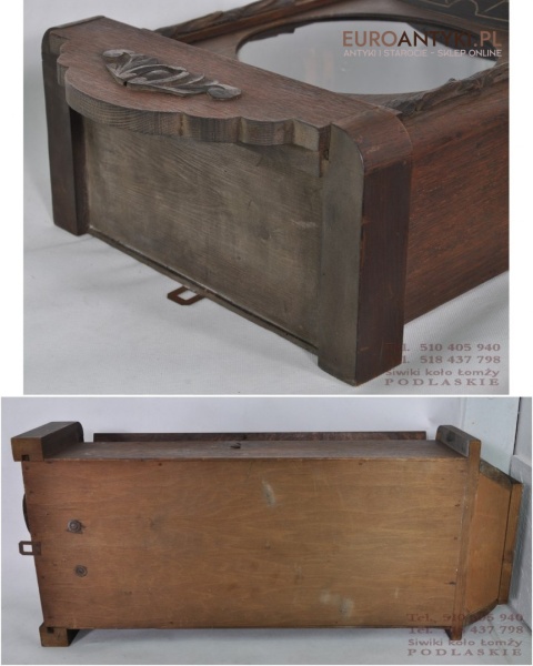 SPRAWNY STARY ZABYTKOWY ZEGAR WISZACY Z WITRAZEM