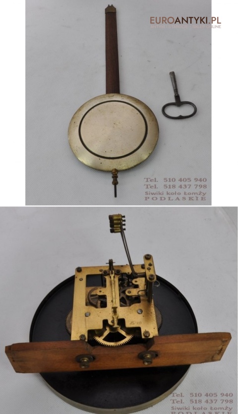 SPRAWNY STARY ZABYTKOWY ZEGAR WISZACY Z WITRAZEM