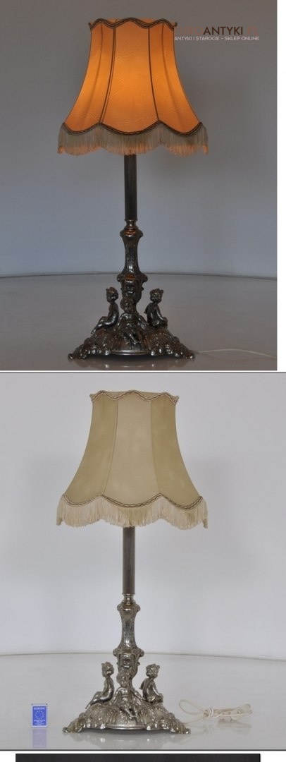 STARA DUZA LAMPKA Z AMORKAMI barok rokoko srebrna