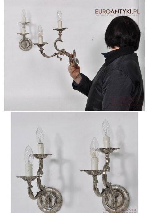 STARE SREBRNE KINKIETY LAMPKI LAMPY SHABBY SHICK