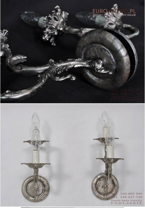 STARE SREBRNE KINKIETY LAMPKI LAMPY SHABBY SHICK