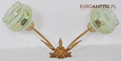 STARY DUZY KINKIET 2 SZKLANE ZIELONE KLOSZE LAMPA