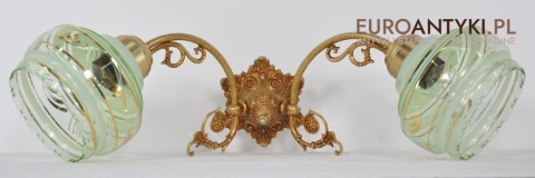 STARY DUZY KINKIET 2 SZKLANE ZIELONE KLOSZE LAMPA