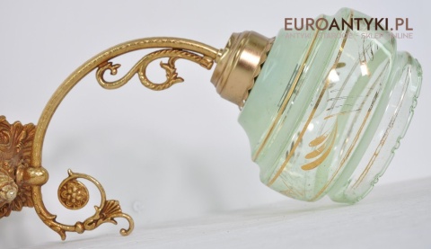 STARY DUZY KINKIET 2 SZKLANE ZIELONE KLOSZE LAMPA