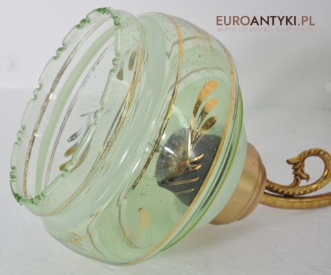 STARY DUZY KINKIET 2 SZKLANE ZIELONE KLOSZE LAMPA