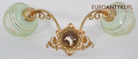 STARY DUZY KINKIET 2 SZKLANE ZIELONE KLOSZE LAMPA