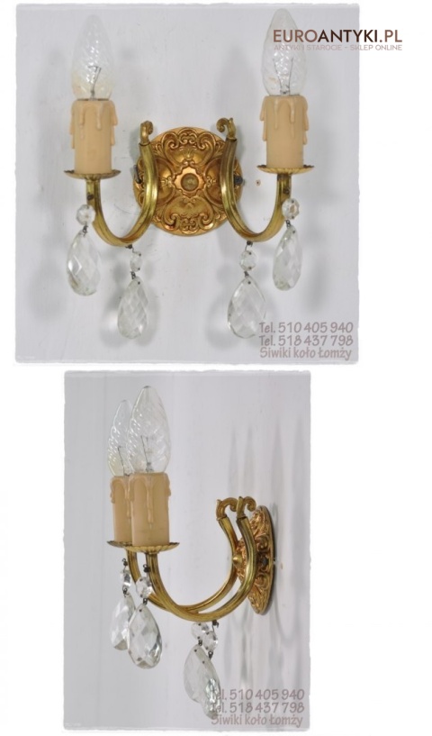 STARY KINKIET KRYSZTALOWY LAMPKA KRYSZTALOWA ANTYK