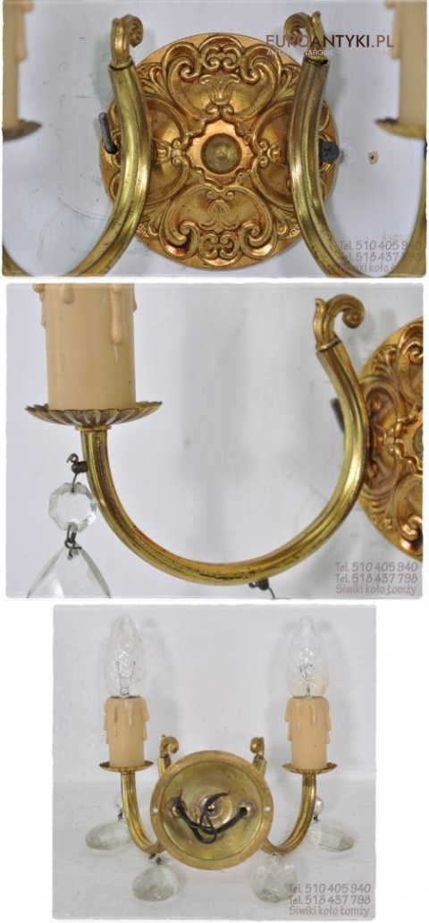 STARY KINKIET KRYSZTALOWY LAMPKA KRYSZTALOWA ANTYK