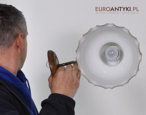 STARY KINKIET Z KWIATOWYM KLOSZEM SZKLANY KLOSZ XL