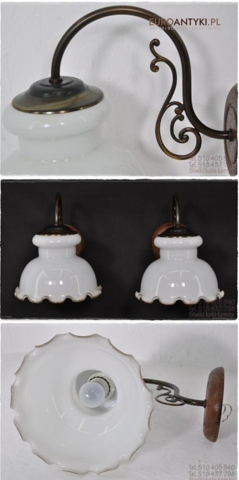 STARY KINKIET Z KWIATOWYM KLOSZEM SZKLANY KLOSZ XL