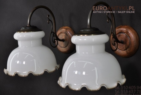 STARY KINKIET Z KWIATOWYM KLOSZEM SZKLANY KLOSZ XL