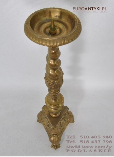 STARY MASYWNY SWIECZNIK NA LWICH LAPACH ANTYK