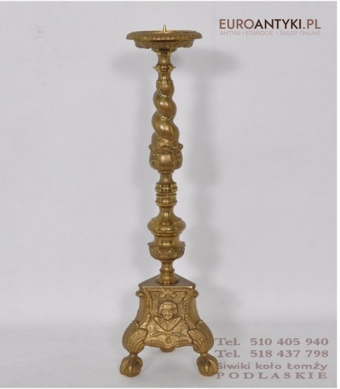 STARY MASYWNY SWIECZNIK NA LWICH LAPACH ANTYK