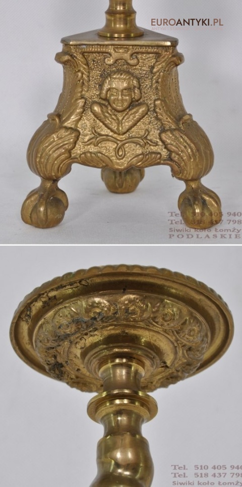 STARY MASYWNY SWIECZNIK NA LWICH LAPACH ANTYK