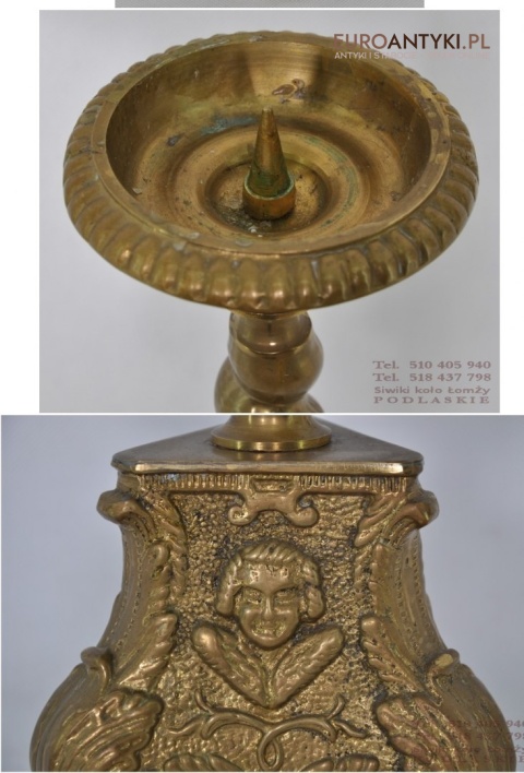 STARY MASYWNY SWIECZNIK NA LWICH LAPACH ANTYK