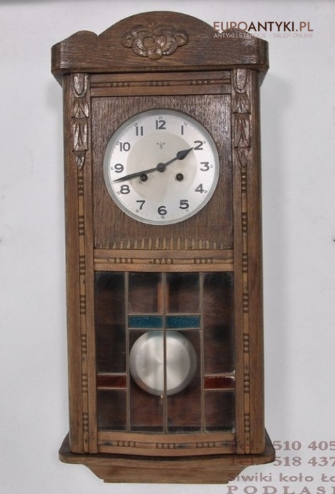 STARY ZEGAR SKRZYNIOWY ANTYK F.M.S. FMS WITRAZ
