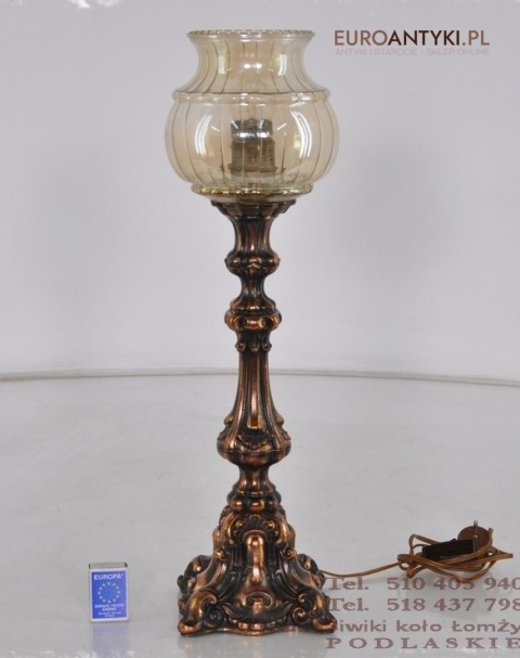 DUZA STARA LAMPKA LAMPA MIEDZIANA Z LAT 1940 ANTYK