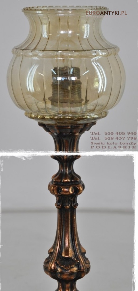 DUZA STARA LAMPKA LAMPA MIEDZIANA Z LAT 1940 ANTYK