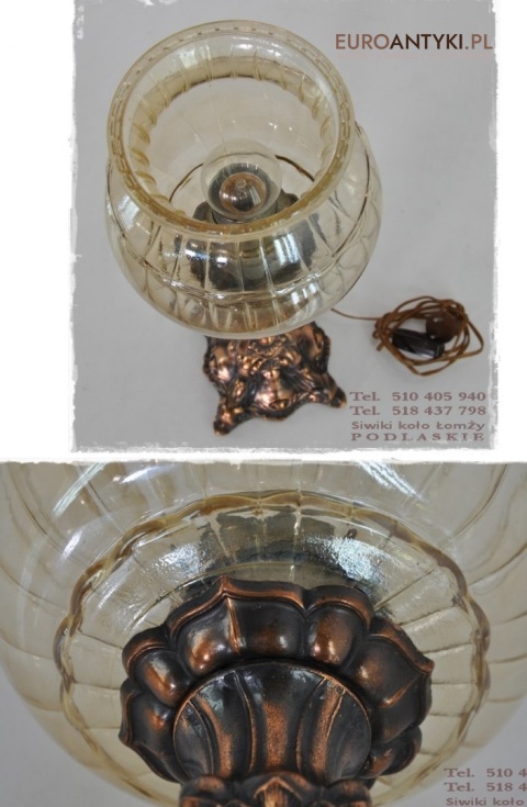 DUZA STARA LAMPKA LAMPA MIEDZIANA Z LAT 1940 ANTYK