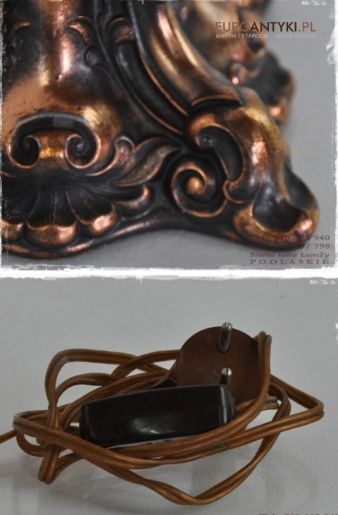 DUZA STARA LAMPKA LAMPA MIEDZIANA Z LAT 1940 ANTYK