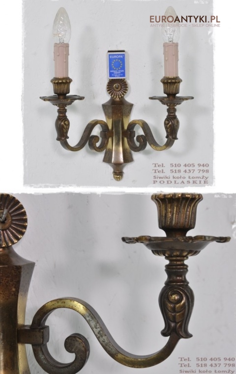 DUZY STARY KINKIET z BRAZU DO LAMPY SECESYJNEJ