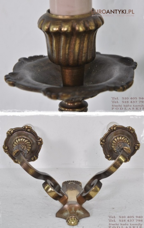 DUZY STARY KINKIET z BRAZU DO LAMPY SECESYJNEJ