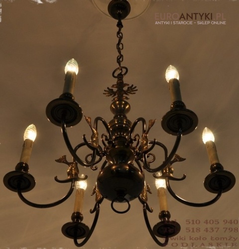 DUZY STARY ZYRANDOL PAJAK Z ORLEM LAMPA SUFITOWA