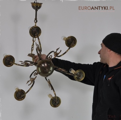 DUZY STARY ZYRANDOL PAJAK Z ORLEM LAMPA SUFITOWA