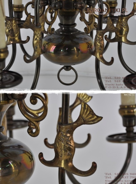 DUZY STARY ZYRANDOL PAJAK Z ORLEM LAMPA SUFITOWA