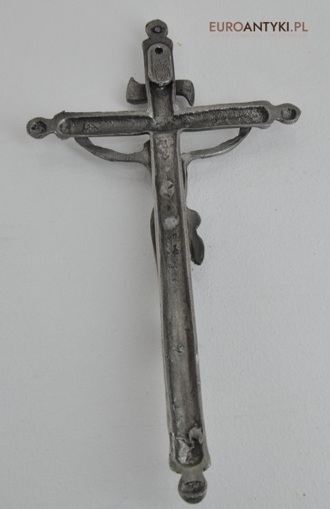 JEZUS CHRYSTUS NA KRZYZU INRI SREBRNY KOLOR ANTYK