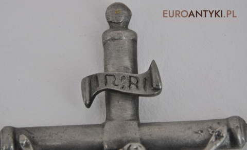 JEZUS CHRYSTUS NA KRZYZU INRI SREBRNY KOLOR ANTYK