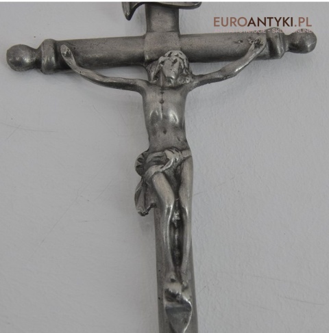 JEZUS CHRYSTUS NA KRZYZU INRI SREBRNY KOLOR ANTYK