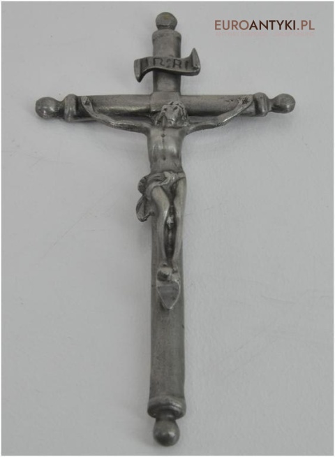 JEZUS CHRYSTUS NA KRZYZU INRI SREBRNY KOLOR ANTYK