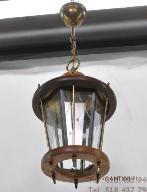 LAMPA LAMPKA SUFITOWA RUSTYKALNA SZKLO DREWNO