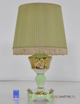 STARA SELEDYNOWA LAMPA LAMPKA Z ROZYCZKAMI PORCELA