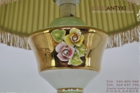 STARA SELEDYNOWA LAMPA LAMPKA Z ROZYCZKAMI PORCELA