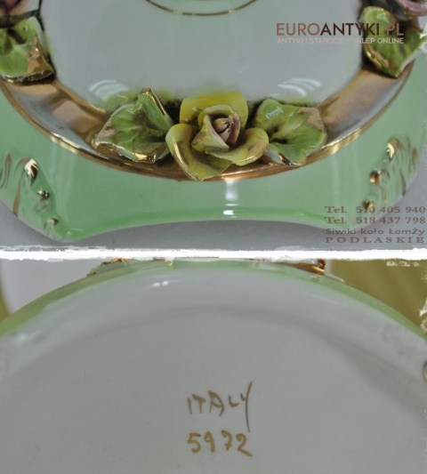 STARA SELEDYNOWA LAMPA LAMPKA Z ROZYCZKAMI PORCELA