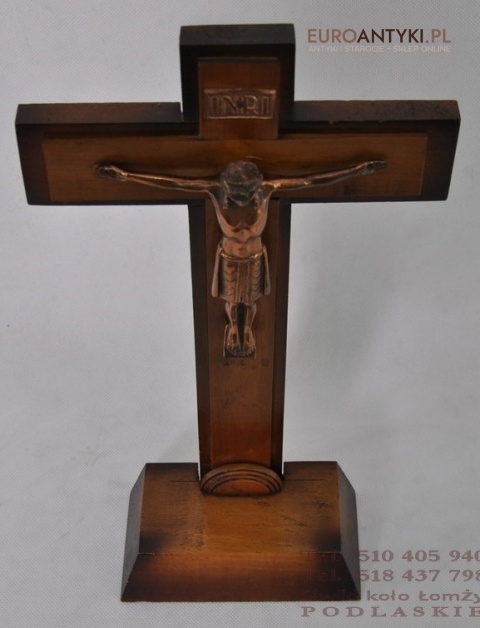 STARY KRZYZ KRZYZYK JEZUS CHRYSTUS ART DECO ANTYK