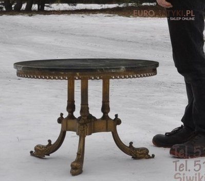 STARY STOLIK STOLICZEK SECESYJNY ZIELONY MARMUR